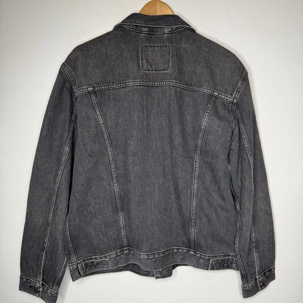 Levis Type III Denim Trucker Jacket Washed Black Dark Grey Mens Large NWT